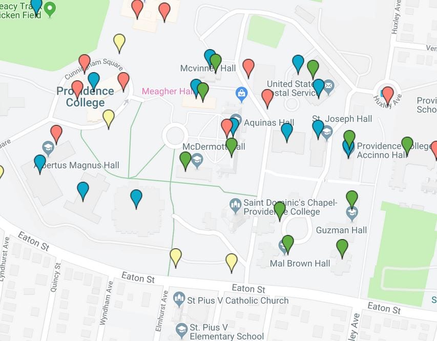 Clickable PC Green Map of Campus